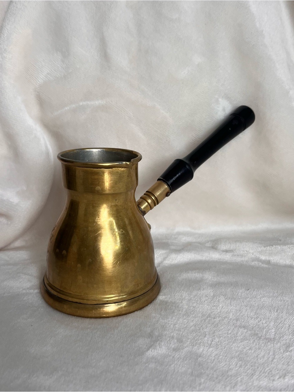 Brass Turkish-Style Coffee Pot with Black Handle size 5